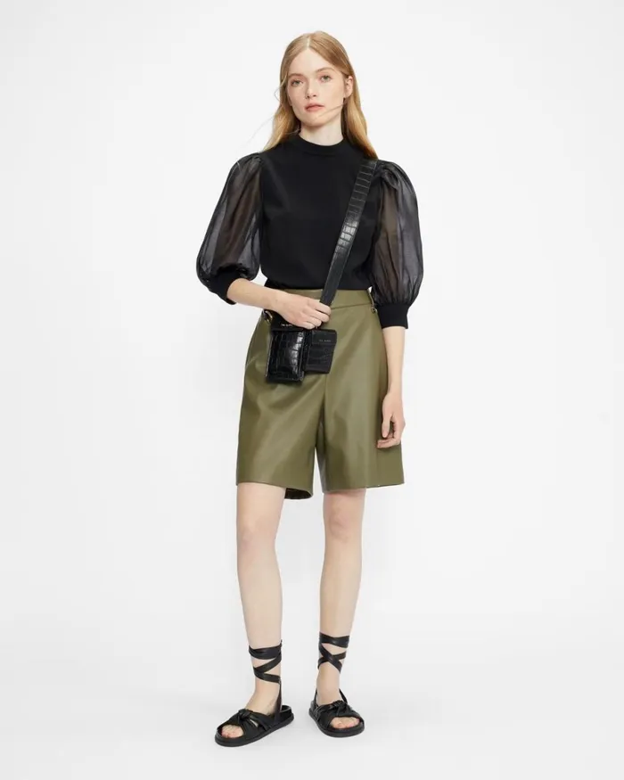 Organza Volume Sleeve Top Black Women Ted Baker Clothing Organza Volume Sleeve Top Black Women Ted Baker Clothing