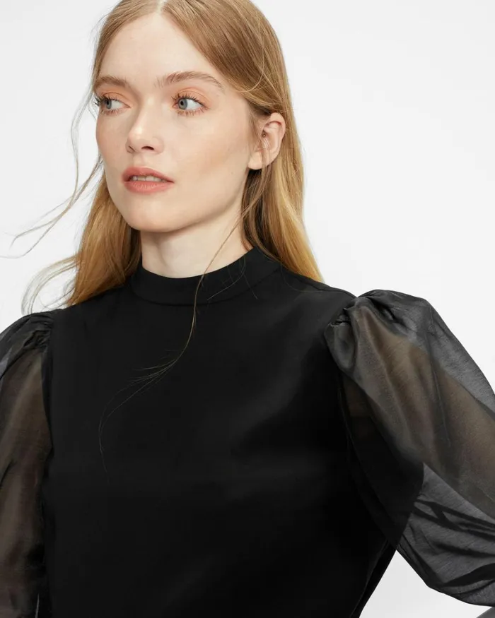 Organza Volume Sleeve Top Black Women Ted Baker Clothing Organza Volume Sleeve Top Black Women Ted Baker Clothing