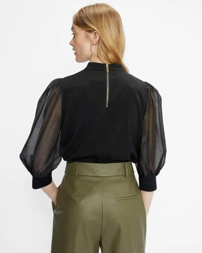Organza Volume Sleeve Top Black Women Ted Baker Clothing Organza Volume Sleeve Top Black Women Ted Baker Clothing