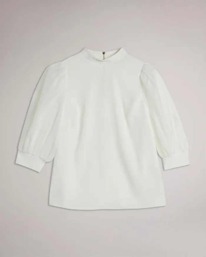 Organza Volume Sleeve Top White Women Ted Baker Clothing