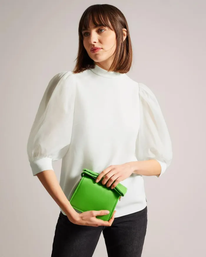 Organza Volume Sleeve Top White Women Ted Baker Clothing Organza Volume Sleeve Top White Women Ted Baker Clothing