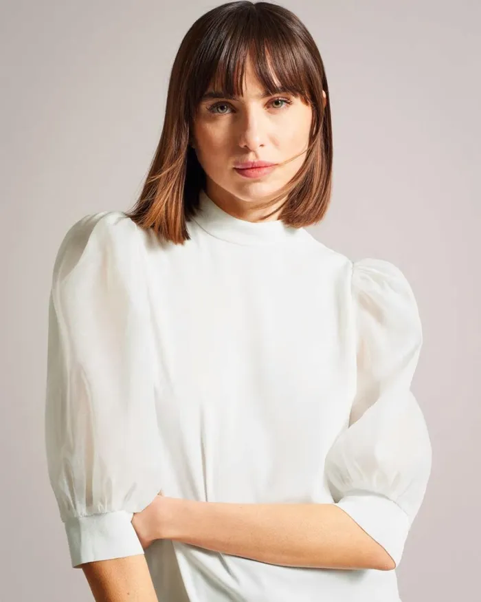 Organza Volume Sleeve Top White Women Ted Baker Clothing Organza Volume Sleeve Top White Women Ted Baker Clothing