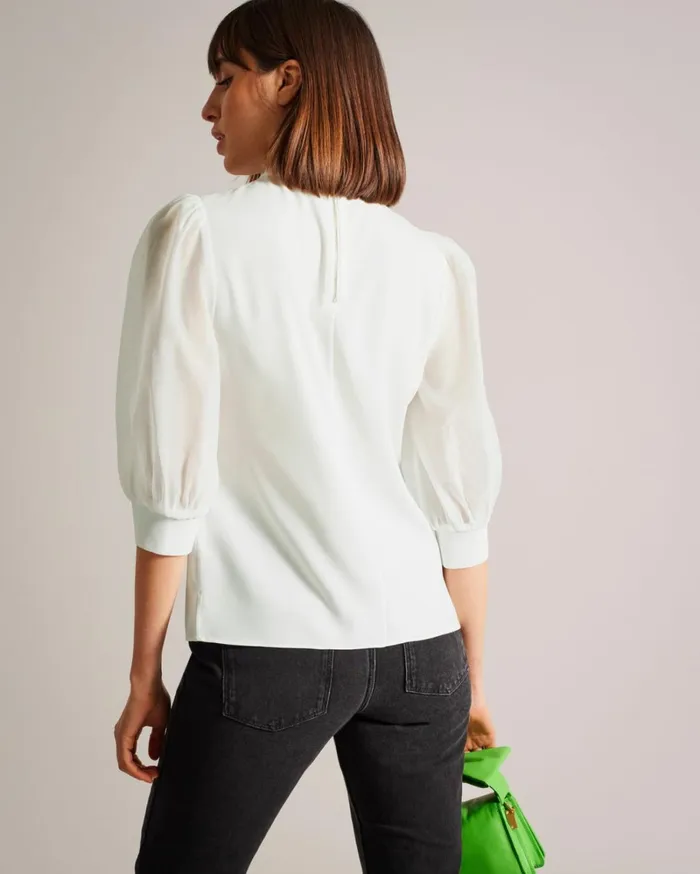Organza Volume Sleeve Top White Women Ted Baker Clothing Organza Volume Sleeve Top White Women Ted Baker Clothing