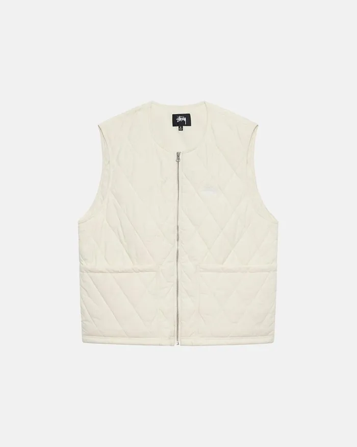 Outerwear Men Stussy DIAMOND QUILTED VEST Cream