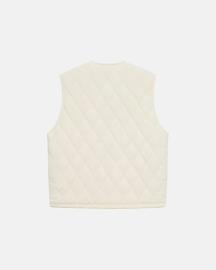 Outerwear Men Stussy DIAMOND QUILTED VEST Cream Outerwear Men Stussy DIAMOND QUILTED VEST Cream