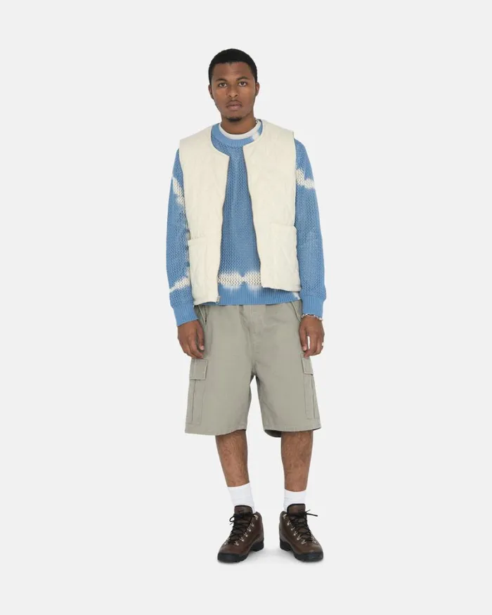 Outerwear Men Stussy DIAMOND QUILTED VEST Cream Outerwear Men Stussy DIAMOND QUILTED VEST Cream