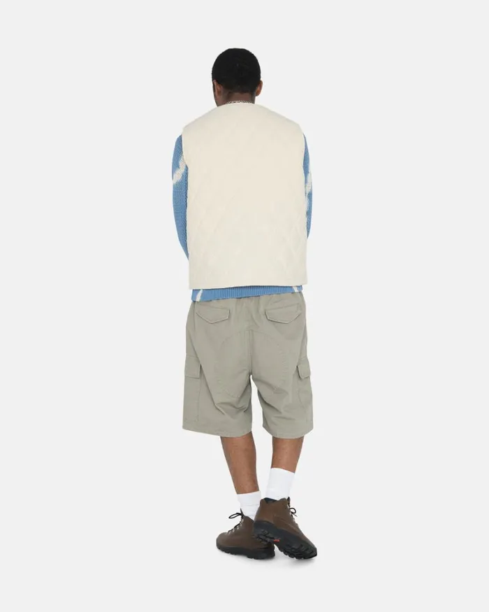 Outerwear Men Stussy DIAMOND QUILTED VEST Cream Outerwear Men Stussy DIAMOND QUILTED VEST Cream