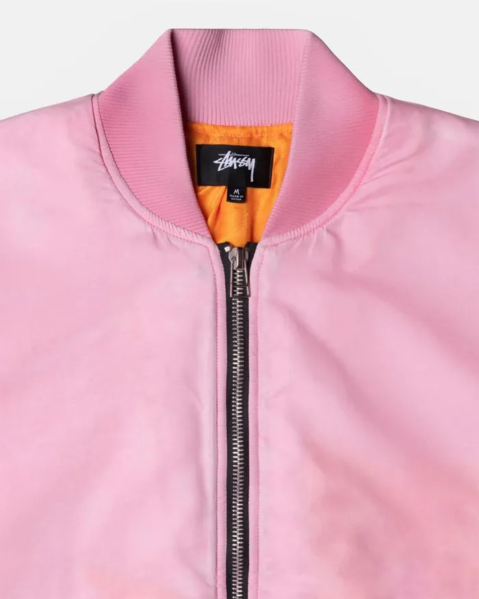 Outerwear Men Stussy DYED NYLON BOMBER Pink Outerwear Men Stussy DYED NYLON BOMBER Pink
