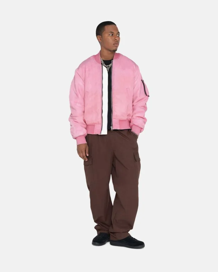 Outerwear Men Stussy DYED NYLON BOMBER Pink Outerwear Men Stussy DYED NYLON BOMBER Pink