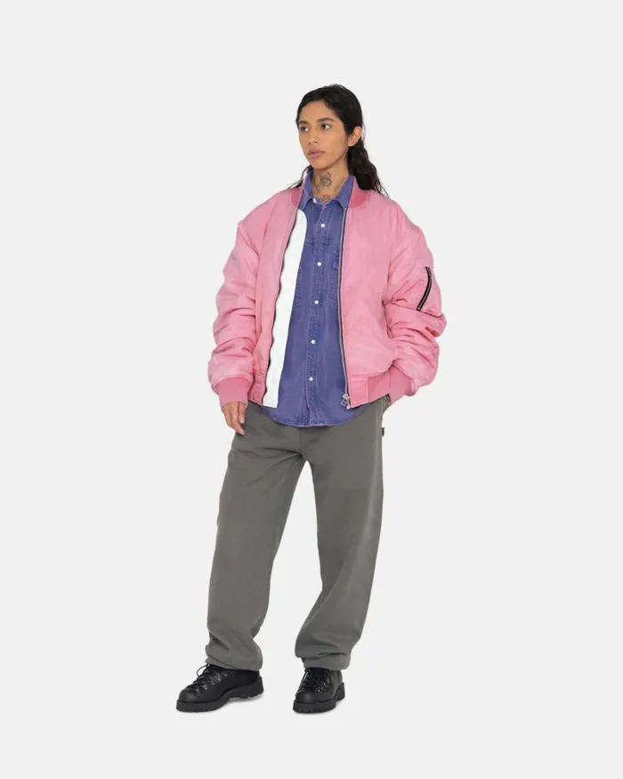 Outerwear Men Stussy DYED NYLON BOMBER Pink Outerwear Men Stussy DYED NYLON BOMBER Pink