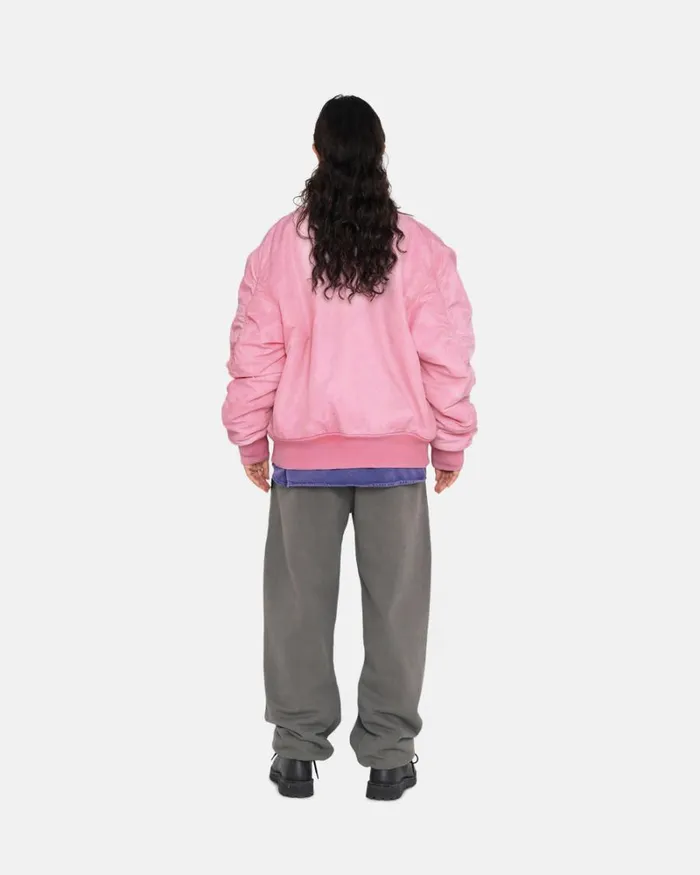 Outerwear Men Stussy DYED NYLON BOMBER Pink Outerwear Men Stussy DYED NYLON BOMBER Pink