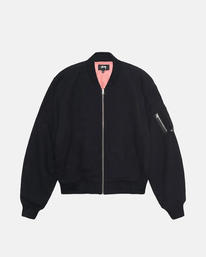 Outerwear Men Stussy LINEN BEACH BOMBER Black