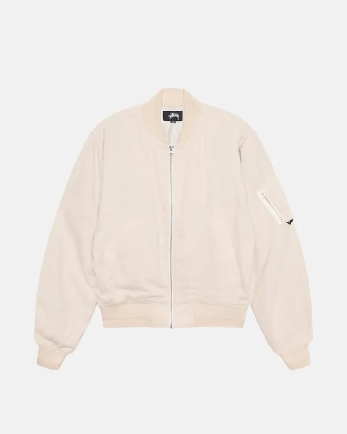 Outerwear Men Stussy LINEN BEACH BOMBER Natural