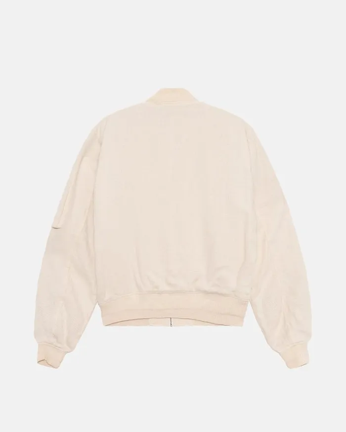 Outerwear Men Stussy LINEN BEACH BOMBER Natural Outerwear Men Stussy LINEN BEACH BOMBER Natural