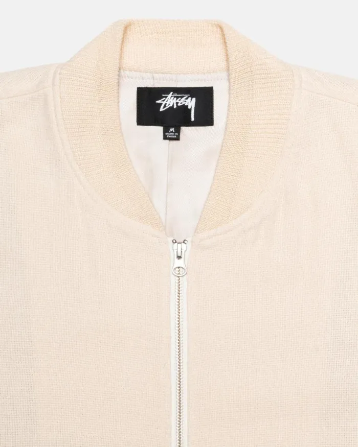 Outerwear Men Stussy LINEN BEACH BOMBER Natural Outerwear Men Stussy LINEN BEACH BOMBER Natural