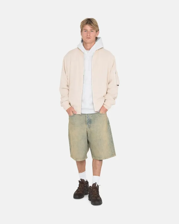 Outerwear Men Stussy LINEN BEACH BOMBER Natural Outerwear Men Stussy LINEN BEACH BOMBER Natural