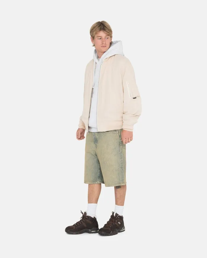 Outerwear Men Stussy LINEN BEACH BOMBER Natural Outerwear Men Stussy LINEN BEACH BOMBER Natural