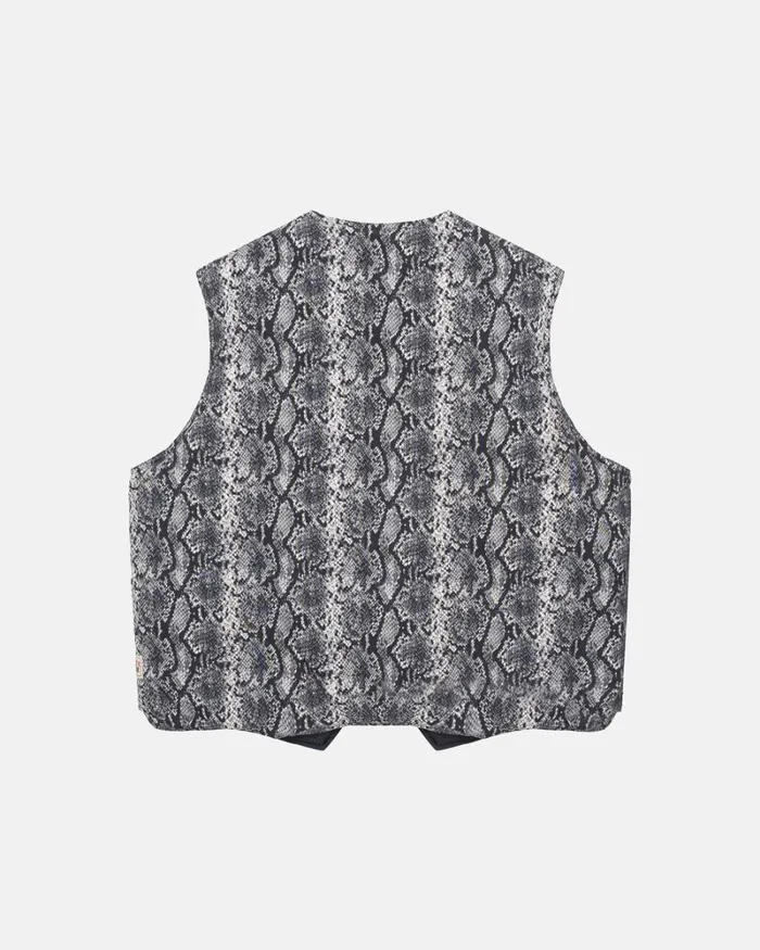 Outerwear Men Stussy PYTHON REVERSIBLE VEST Bone Outerwear Men Stussy PYTHON REVERSIBLE VEST Bone