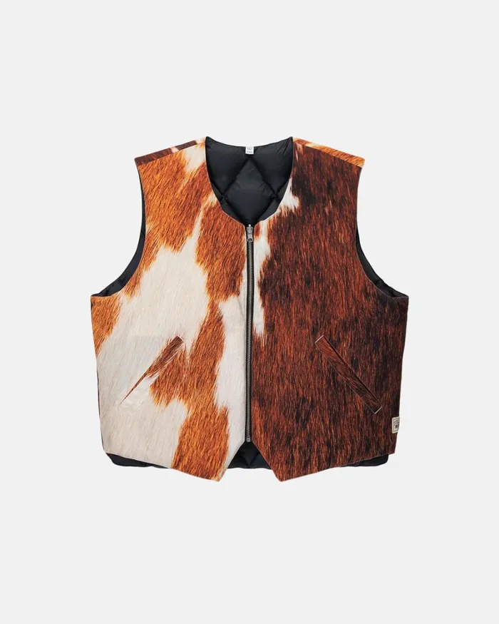 Outerwear Men Stussy REVERSIBLE QUILTED VEST Cowhide