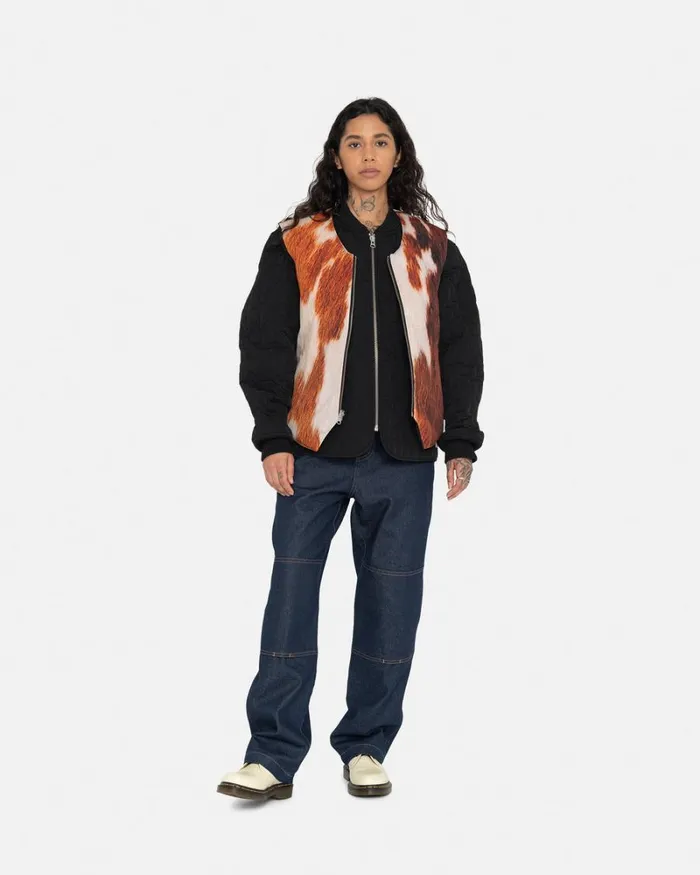 Outerwear Men Stussy REVERSIBLE QUILTED VEST Cowhide Outerwear Men Stussy REVERSIBLE QUILTED VEST Cowhide