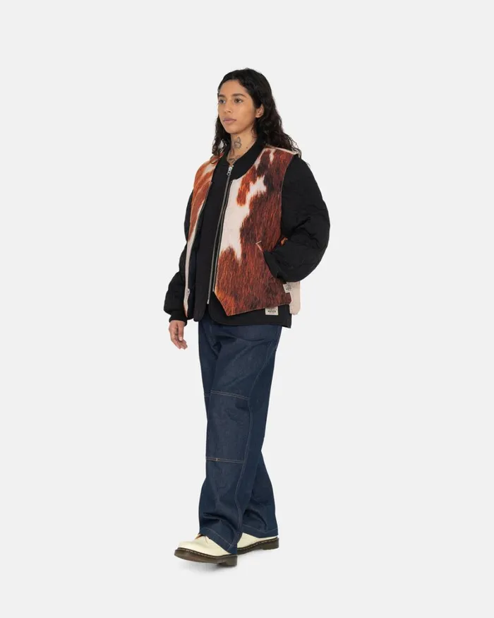 Outerwear Men Stussy REVERSIBLE QUILTED VEST Cowhide Outerwear Men Stussy REVERSIBLE QUILTED VEST Cowhide