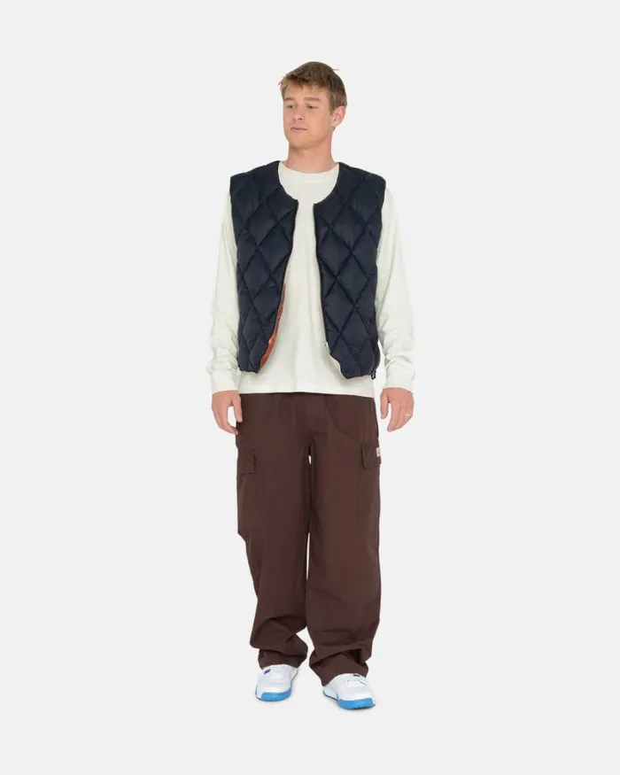 Outerwear Men Stussy REVERSIBLE QUILTED VEST Cowhide Outerwear Men Stussy REVERSIBLE QUILTED VEST Cowhide