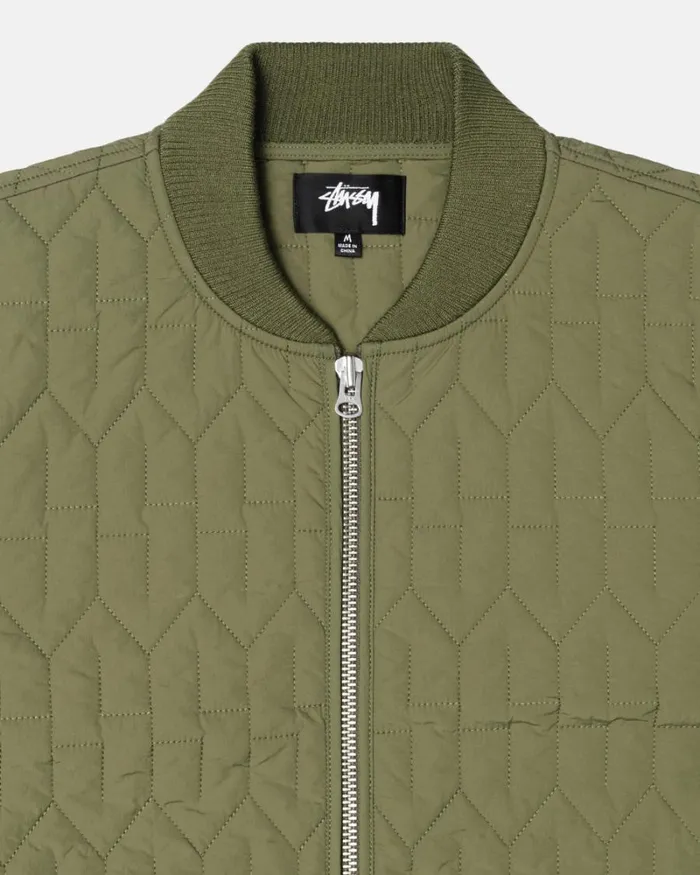Outerwear Men Stussy S QUILTED LINER JACKET Olive Outerwear Men Stussy S QUILTED LINER JACKET Olive