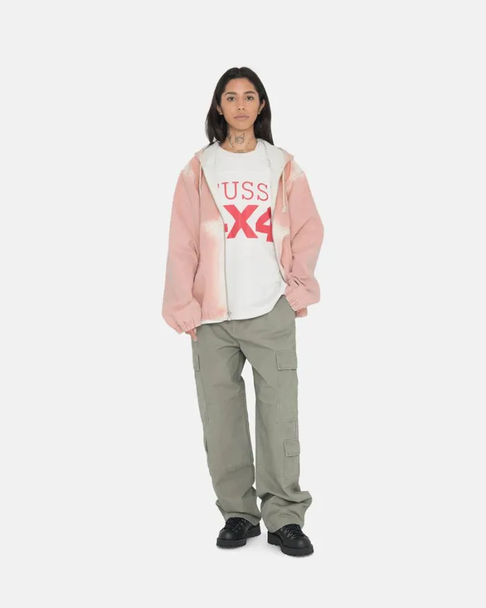 Outerwear Men Stussy SPRAY DYE HOODED WORK JACKET Faded Pink Outerwear Men Stussy SPRAY DYE HOODED WORK JACKET Faded Pink
