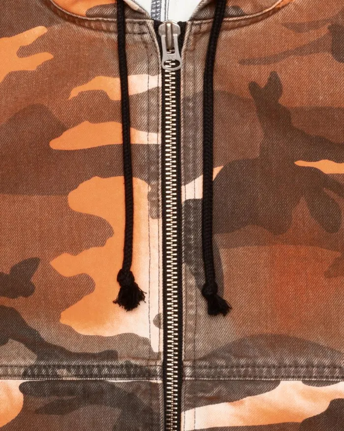 Outerwear Men Stussy SPRAY DYE HOODED WORK JACKET Orange Camo Outerwear Men Stussy SPRAY DYE HOODED WORK JACKET Orange Camo
