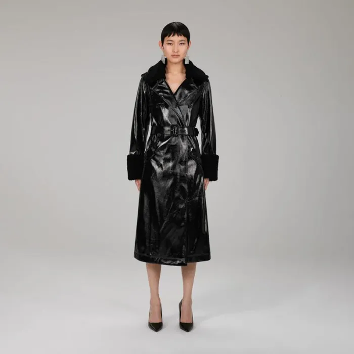 Outerwear Woman SelfPortrait Black Patent Coat