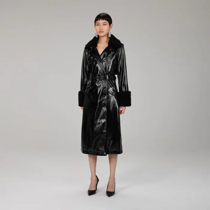Outerwear Woman SelfPortrait Black Patent Coat Outerwear Woman SelfPortrait Black Patent Coat