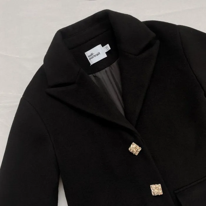 Outerwear Woman SelfPortrait Black Wool Coat Outerwear Woman SelfPortrait Black Wool Coat