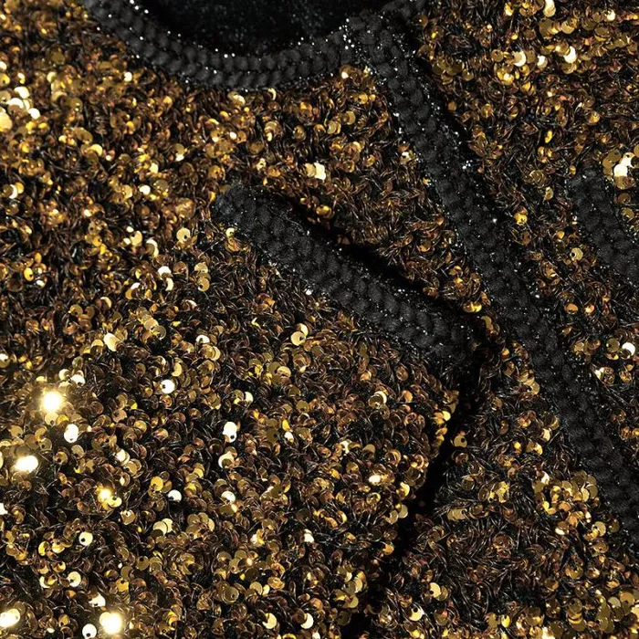 Outerwear Woman SelfPortrait Gold Sequin Cropped Jacket Outerwear Woman SelfPortrait Gold Sequin Cropped Jacket