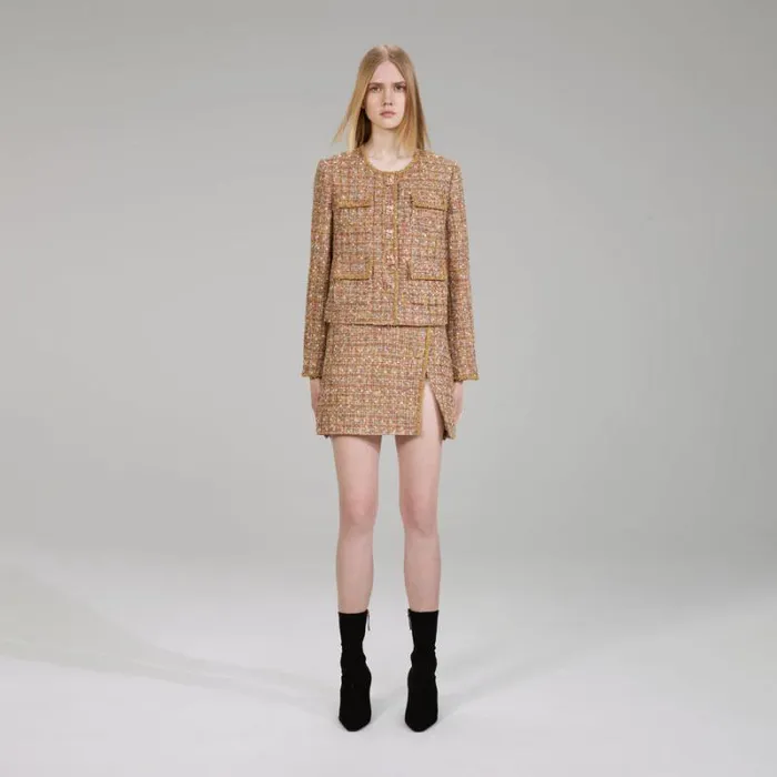 Outerwear Woman SelfPortrait Gold Tinsel Boucl Jacket