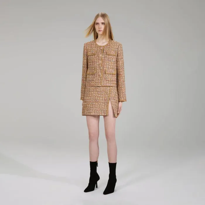 Outerwear Woman SelfPortrait Gold Tinsel Boucl Jacket Outerwear Woman SelfPortrait Gold Tinsel Boucl Jacket