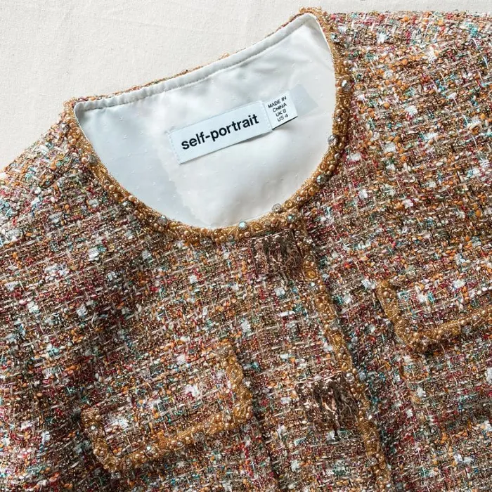 Outerwear Woman SelfPortrait Gold Tinsel Boucl Jacket Outerwear Woman SelfPortrait Gold Tinsel Boucl Jacket