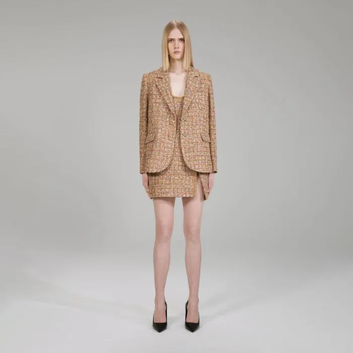 Outerwear Woman SelfPortrait Gold Tinsel Boucl Jacket Outerwear Woman SelfPortrait Gold Tinsel Boucl Jacket