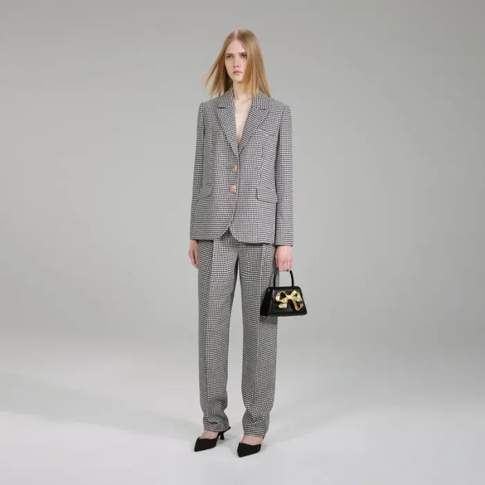 Outerwear Woman SelfPortrait Houndstooth Blazer Outerwear Woman SelfPortrait Houndstooth Blazer