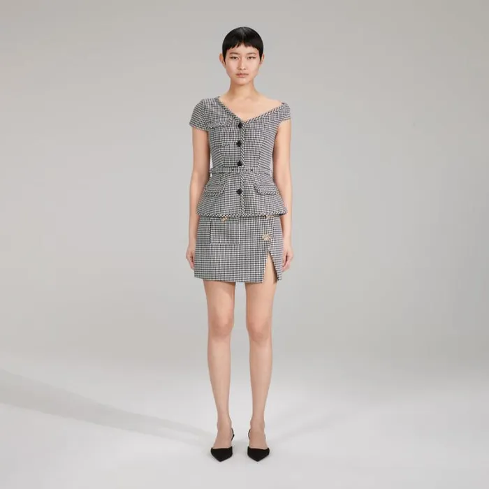 Outerwear Woman SelfPortrait Houndstooth Jacket Outerwear Woman SelfPortrait Houndstooth Jacket