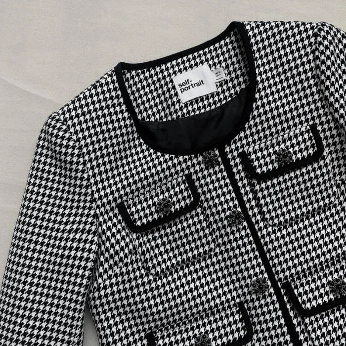 Outerwear Woman SelfPortrait Houndstooth Jacket Outerwear Woman SelfPortrait Houndstooth Jacket