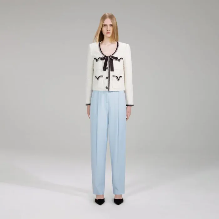 Outerwear Woman SelfPortrait Lilac Guipure Jacket With Bow Detail Outerwear Woman SelfPortrait Lilac Guipure Jacket With Bow Detail