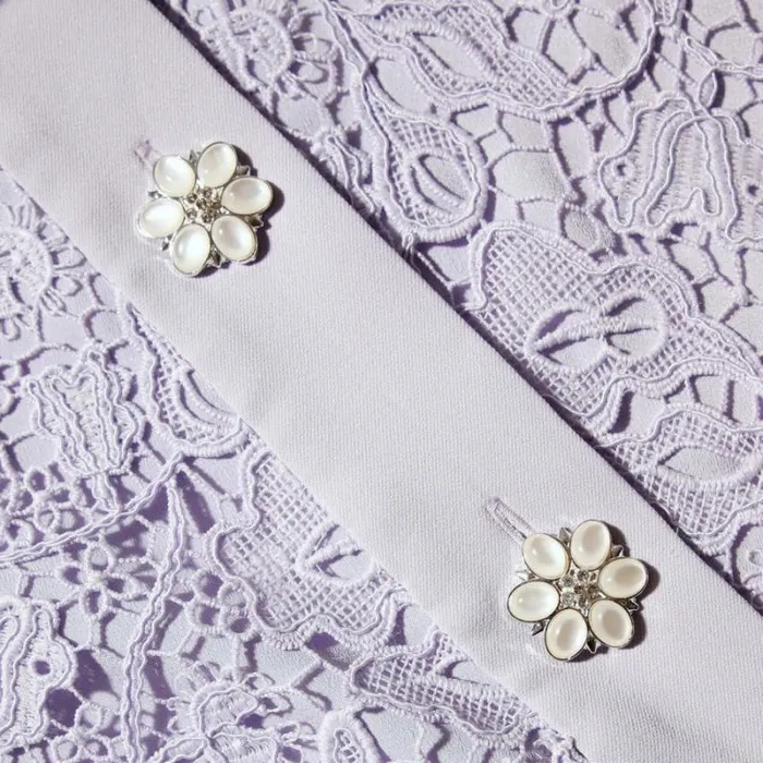 Outerwear Woman SelfPortrait Lilac Guipure Jacket With Bow Detail Outerwear Woman SelfPortrait Lilac Guipure Jacket With Bow Detail