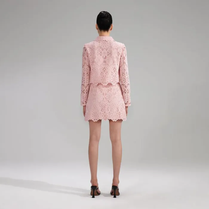 Outerwear Woman SelfPortrait Pink Guipure Lace Jacket Outerwear Woman SelfPortrait Pink Guipure Lace Jacket