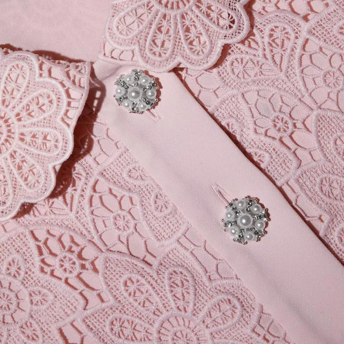 Outerwear Woman SelfPortrait Pink Guipure Lace Jacket Outerwear Woman SelfPortrait Pink Guipure Lace Jacket