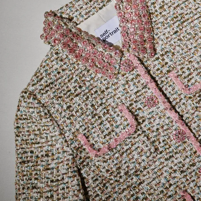 Outerwear Woman SelfPortrait Pink Metallic Boucle Jacket Outerwear Woman SelfPortrait Pink Metallic Boucle Jacket