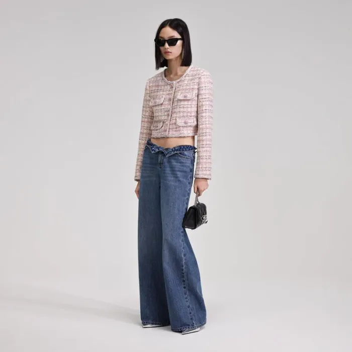 Outerwear Woman SelfPortrait Pink Sequin Boucle Jacket Outerwear Woman SelfPortrait Pink Sequin Boucle Jacket