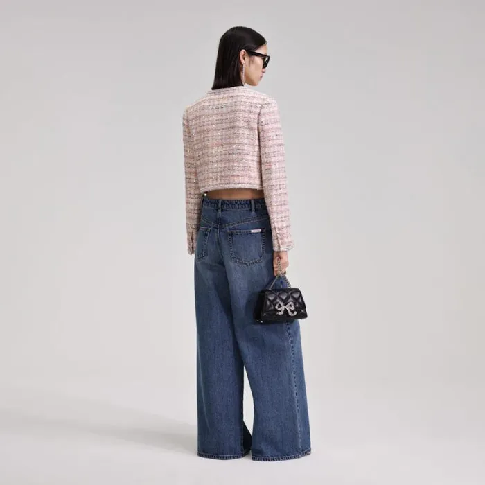 Outerwear Woman SelfPortrait Pink Sequin Boucle Jacket Outerwear Woman SelfPortrait Pink Sequin Boucle Jacket