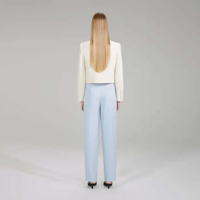 Outerwear Woman SelfPortrait White Textured Weave Crop Jacket Outerwear Woman SelfPortrait White Textured Weave Crop Jacket