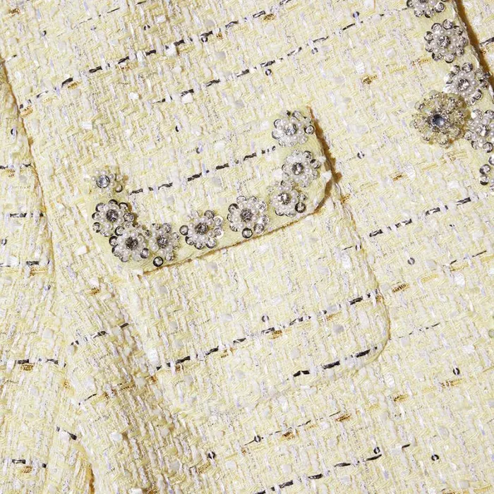Outerwear Woman SelfPortrait Yellow Boucle Jacket Outerwear Woman SelfPortrait Yellow Boucle Jacket