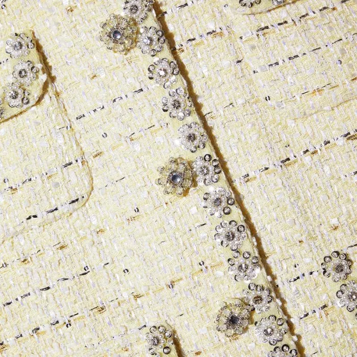 Outerwear Woman SelfPortrait Yellow Boucle Jacket Outerwear Woman SelfPortrait Yellow Boucle Jacket